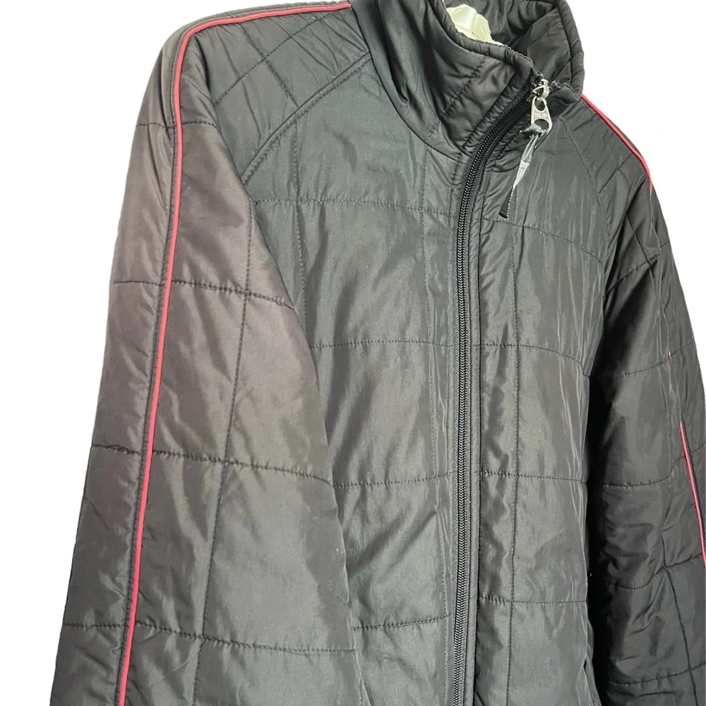 Vintage Women’s Ski Jacket Snow Jacket Puffer 70s 80s Racer Stripe Black Red M L - Picture 6 of 9